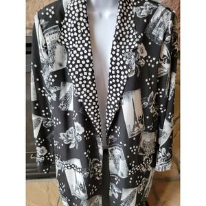 Graff Vintage Long Sleeve Blazer Black and White Print Light Weight